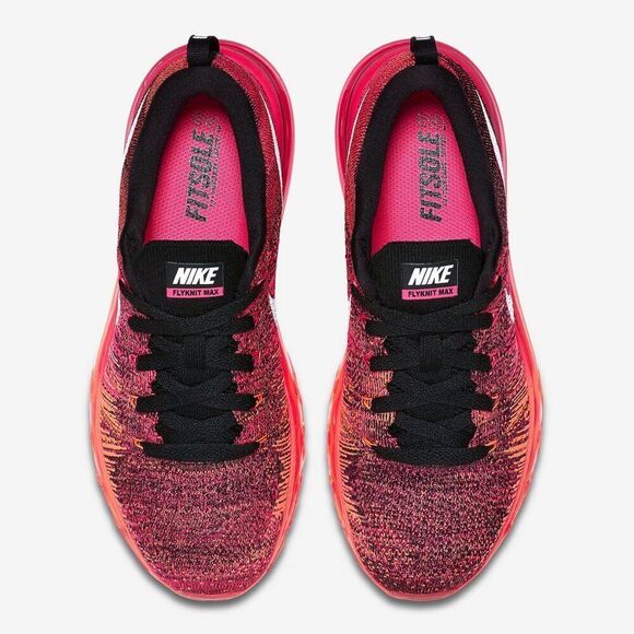 NEW NIKE FLYKNIT MAX 620659-006 Women Size 7.5 Black/White-Pink Foil-Hot Lava - Picture 2 of 7